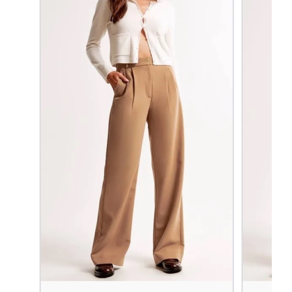 Abercrombie & Fitch Wide Leg Pants in Camel
